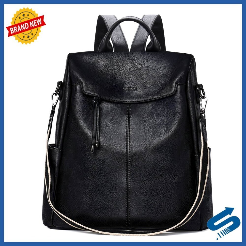 Faux Leather Anti-Theft Backpack Purse Convertible Shoulder Strap Work Travel